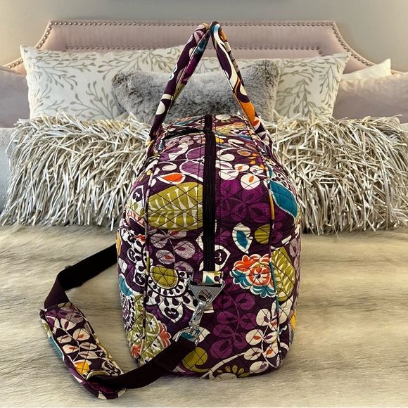 VERA BRADLEY Plum Crazy 2013 Weekender Bag Purple Blue Orange Y2K Travel Quilted - Picture 5 of 17